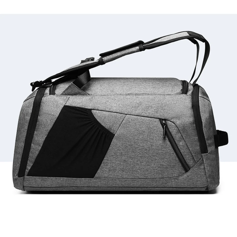 Men Multifunction Fitness Bag Dry Wet Separation Gym Travel Bag Portable Polyester Grey Black Yoga Kung Fu Martial Arts Handbag