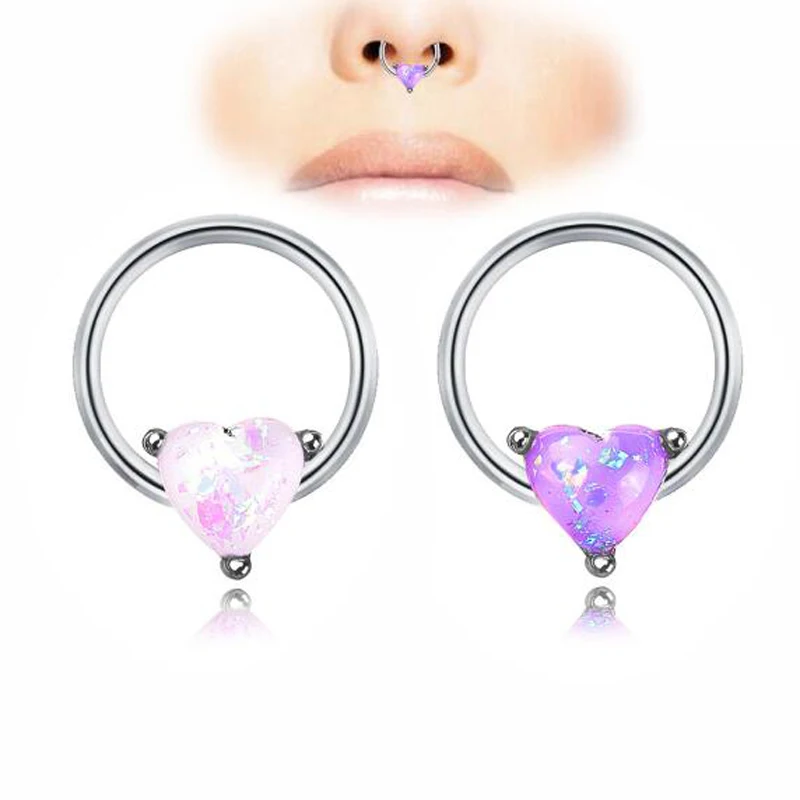 Модные Опал с защитой от проколов носа кольца туфли пряжкой и застежкой-любящее