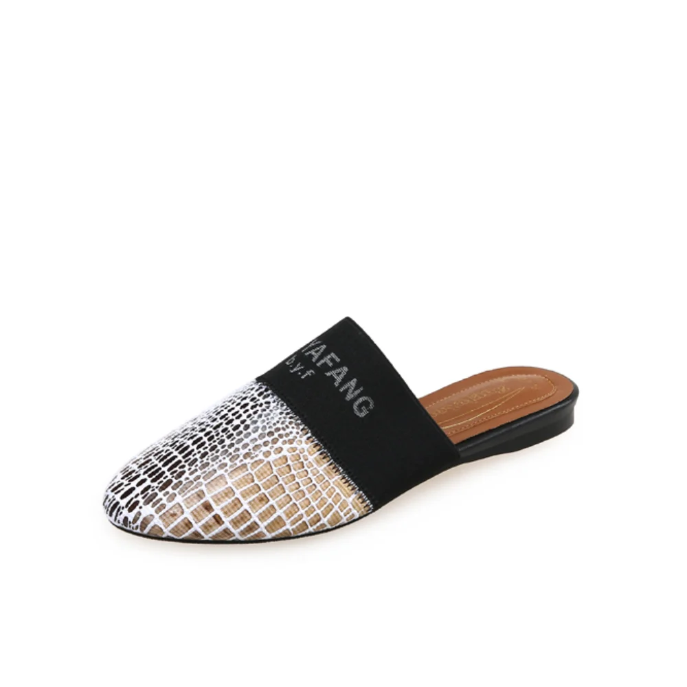 

Women Slippers Mules Shoes Flat Slingbacks Woman Sandals Summer Shoes Round Toe Slip on Female Slides Black Red Plus Size 2021
