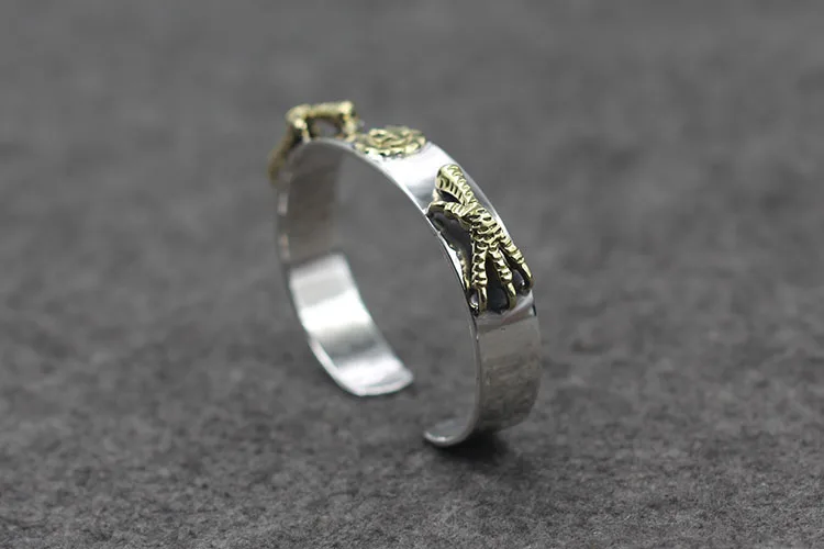 Открытый браслет из стерлингового серебра S925 персонализированный ретро-браслет