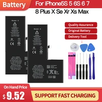 high capacity phone battery for iphone 5s 5 6s 6 7 8 plus x se xr xs max replacement original lithium bateria with free tool kit