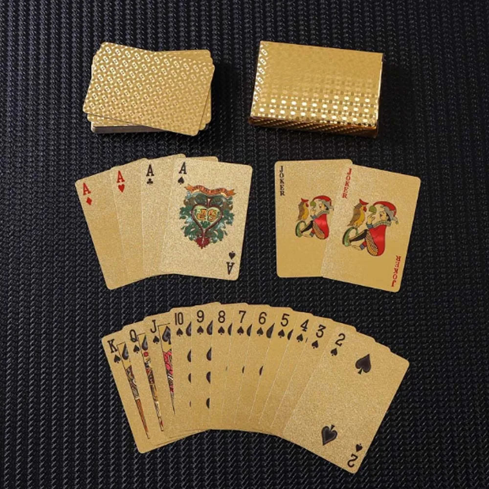 

Gold foil playing cards wholesale plastic pvc playing cards paper golden advertising playing cards