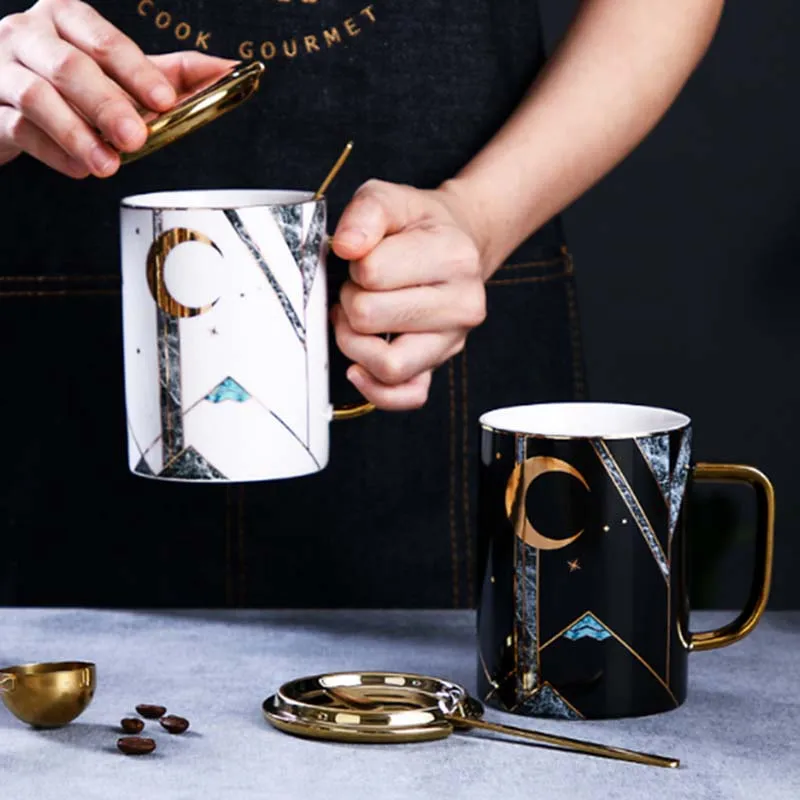 450 мл светильник роскошный разрисованный чехол золото Мрамор Кофе кружка с