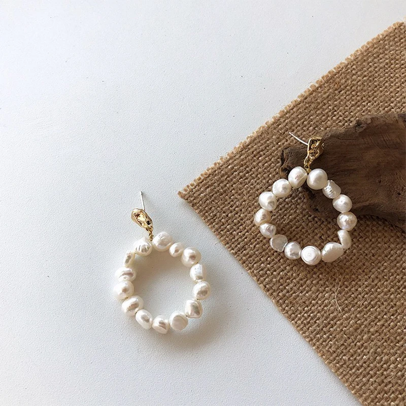 GHIDBK изысканный цветок пресноводный жемчуг серьги-гвоздики молотком