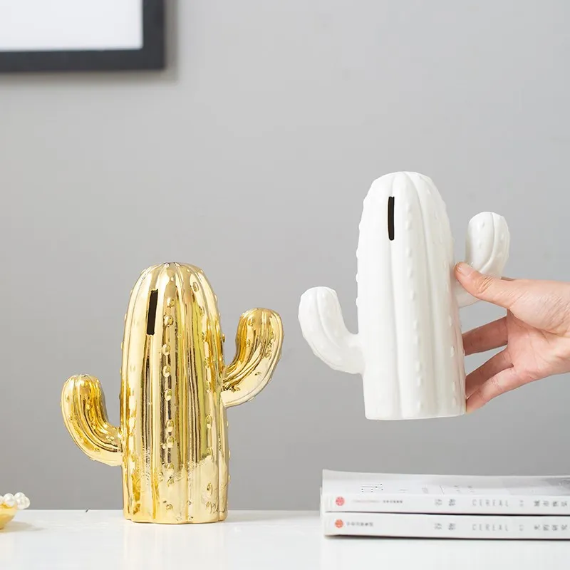 

Nordic Home Decor Room Decor Ceramic Cactus Money Box New Year's Decor Savings Bank Euro Coin Holder Birthday Gift New Year Gift