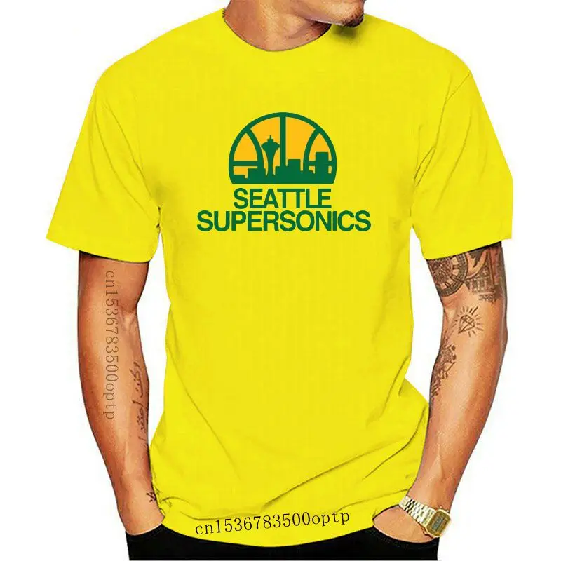 

Футболка Seattle Supersonics, хлопковая Модная брендовая футболка, Мужская Новая высококачественная футболка стандартного размера евро