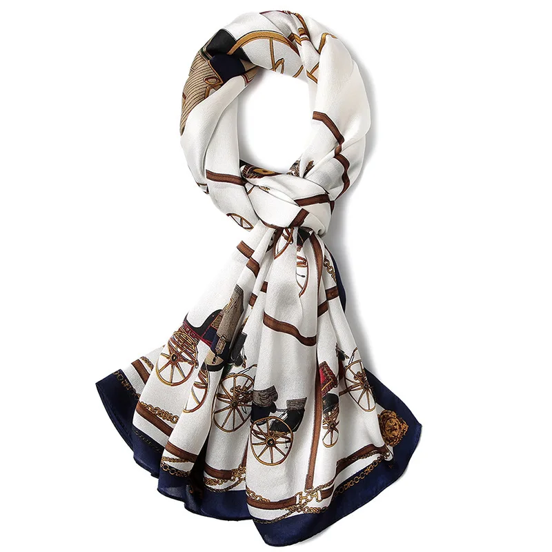 

Women's scarves, high-end thin Chinese silk scarves, silk plain crepe satin printed silk shawl scarves for women, 170 * 53cm