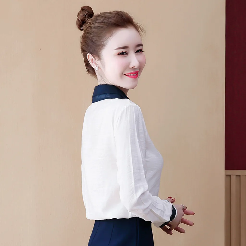 SAGACE 2020 Весенняя Новинка украшенная бисером шифоновая блузка профессиональная женская рубашка с длинным