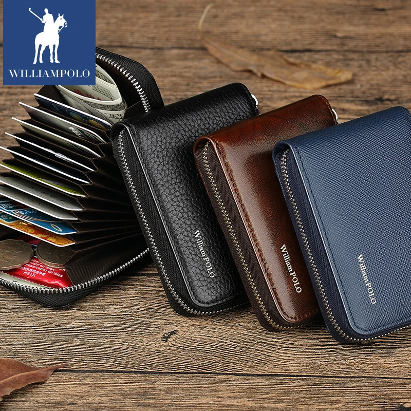 Бумажник WILLIAMPOLO PL185143 мужской кожаный кредитница кошелек из воловьей кожи на