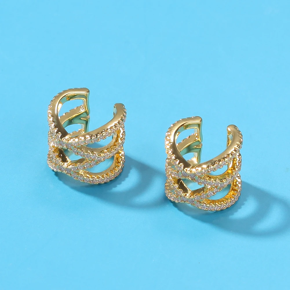 Зажим для ушей в виде короны стиле хип-хоп с вырезами и микро-инкрустацией из