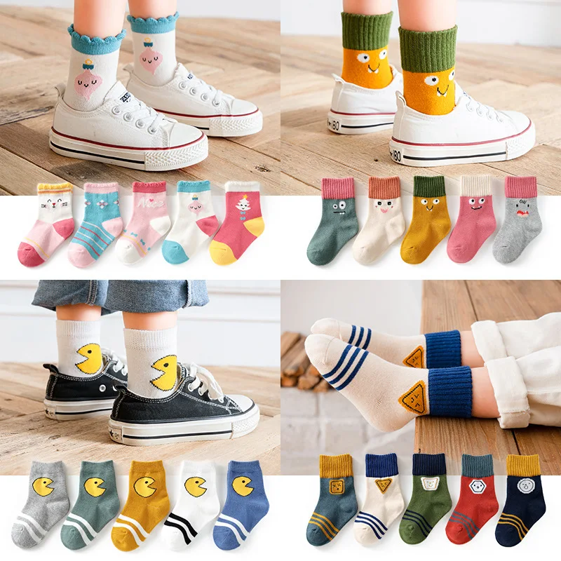 5 пар/лот От 0 до 12 лет носки для малышей Сезон осень зима Детские короткие
