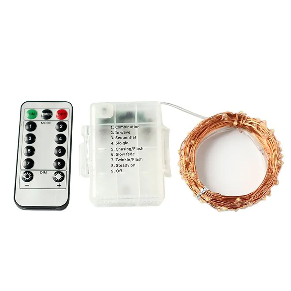 10 м светодиодная Звездная струнная лампа Dim 3 * AA Медные провода с подсветкой