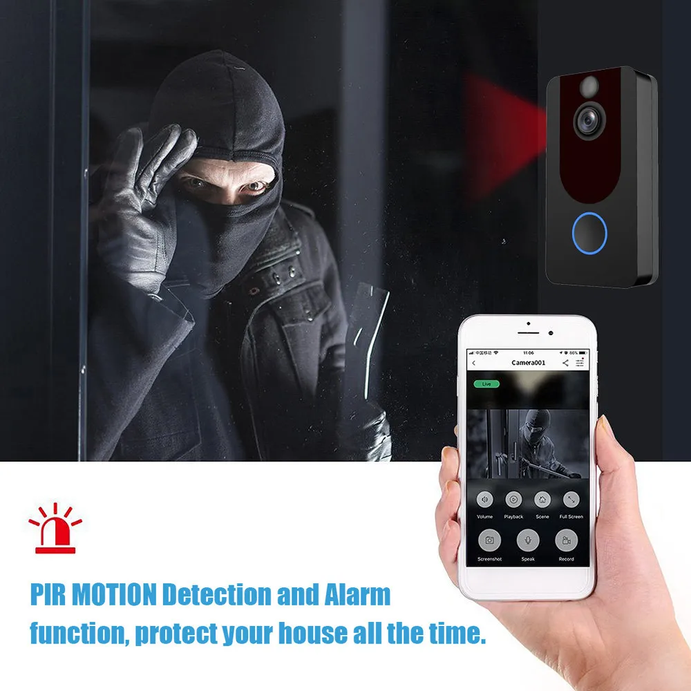 Умный беспроводной Wifi видео дверной звонок Домофон 720P телефонный Дверной камера