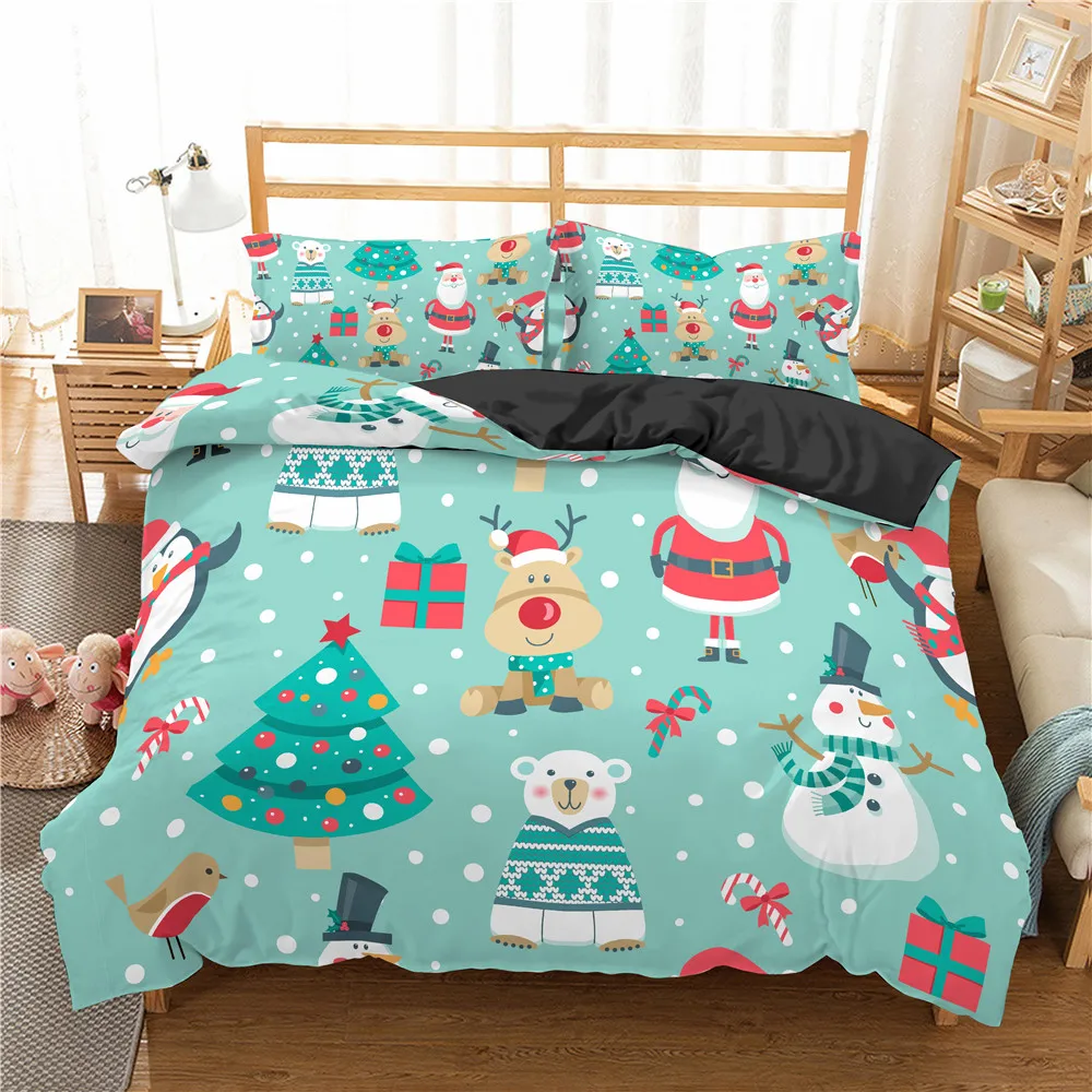 

Bo Niu Christmas Style 3D Bedding Set Duvet Cover Set Cartoon Bed Cover Comforter Cover Set 2/3pcs Bedding Set Queen Size
