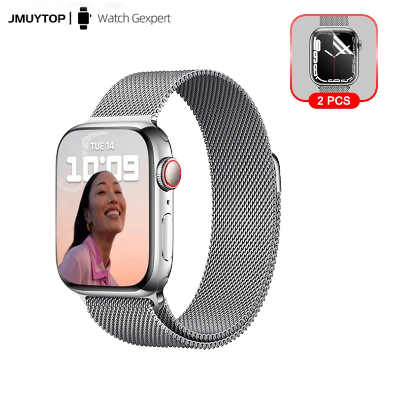 

Магнитный ремешок для Apple watch band 44 мм 40 мм 7 5 6 se, браслет-петля + защита для экрана для iWatch 42 мм 38 мм 41 мм 45 мм series 3 4