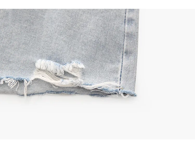 

2020 Summer New Thin Burrs Wide-Leg High Waist Casual Wild Ripped Denim Shorts Female