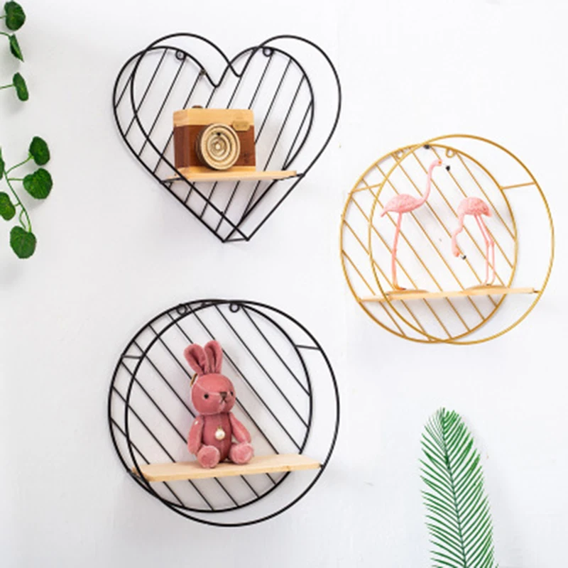 Металлическая Декоративная подвесная полка в скандинавском стиле с круглым