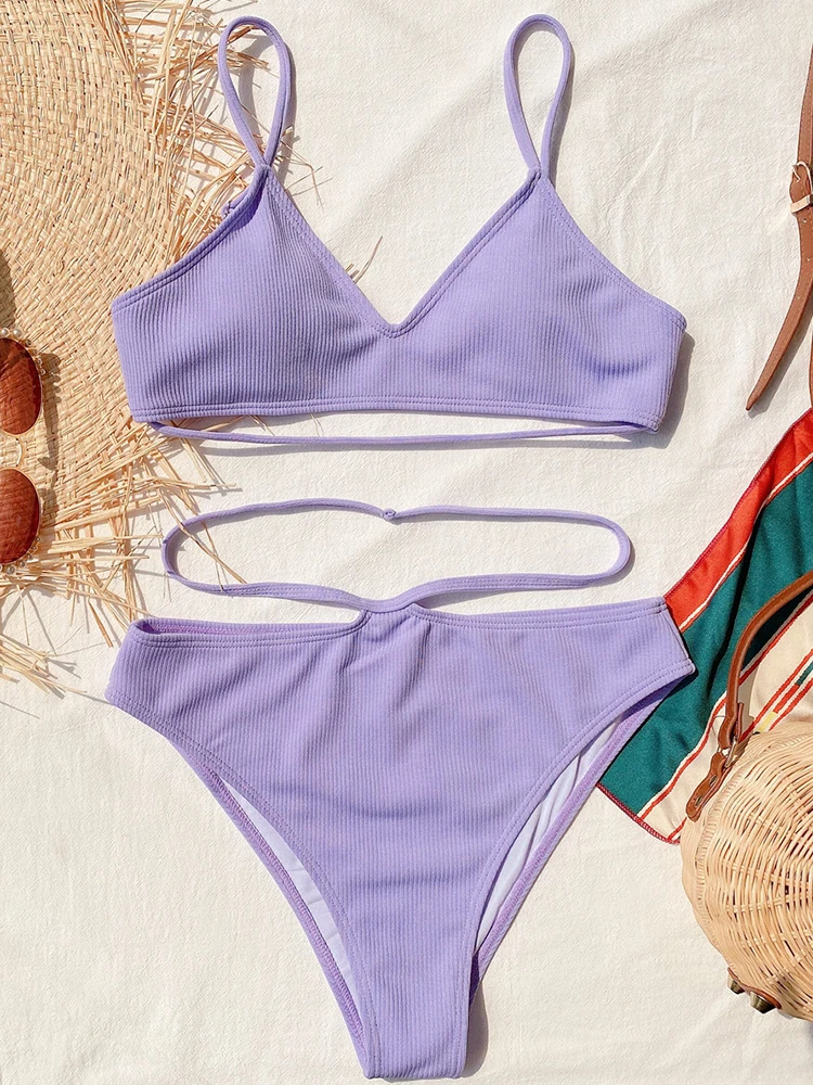 

ZTVitality Solid Sexy Bikinis Push Up Bikini 2021 New Arrival Padded Straps Hollow Out High Waist Swimsuit Female Swimwear Women