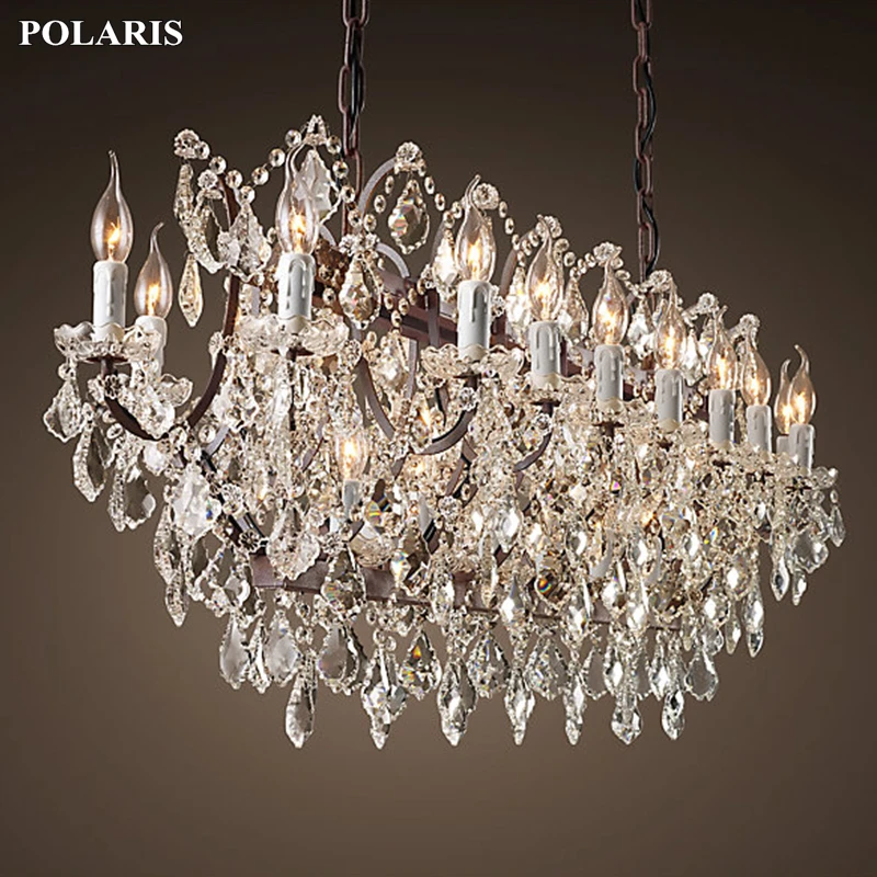 

Vintage Crystal Chandelier Lighting Rustic Candle Chandeliers Pendant Lamp Hanging Light for Home and Restaurant