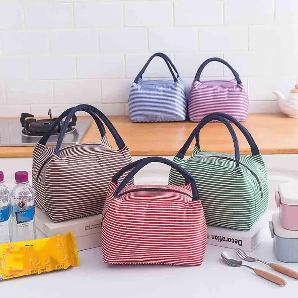 Женский портативный холст для обеденного мешка в полоску Изолированные