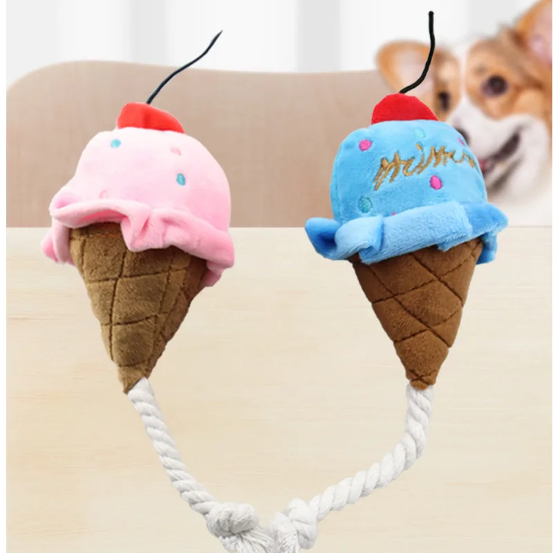 Игрушка для собак в форме мороженого жевательная пищалка плюшевые игрушки