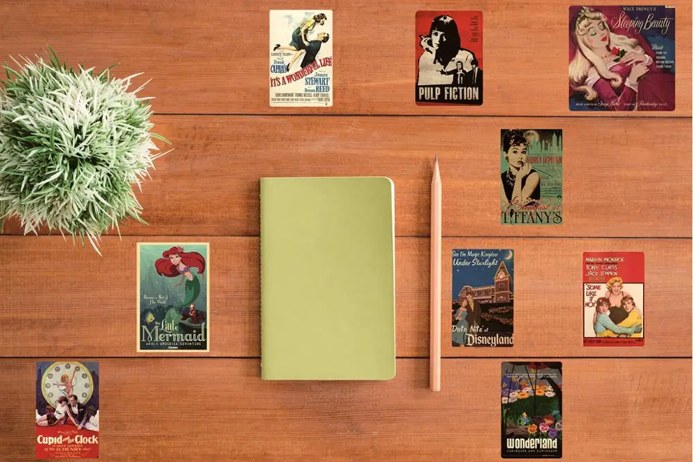 46 шт ретро постер Стикеры из фильмов для декора стен холодильник велосипед