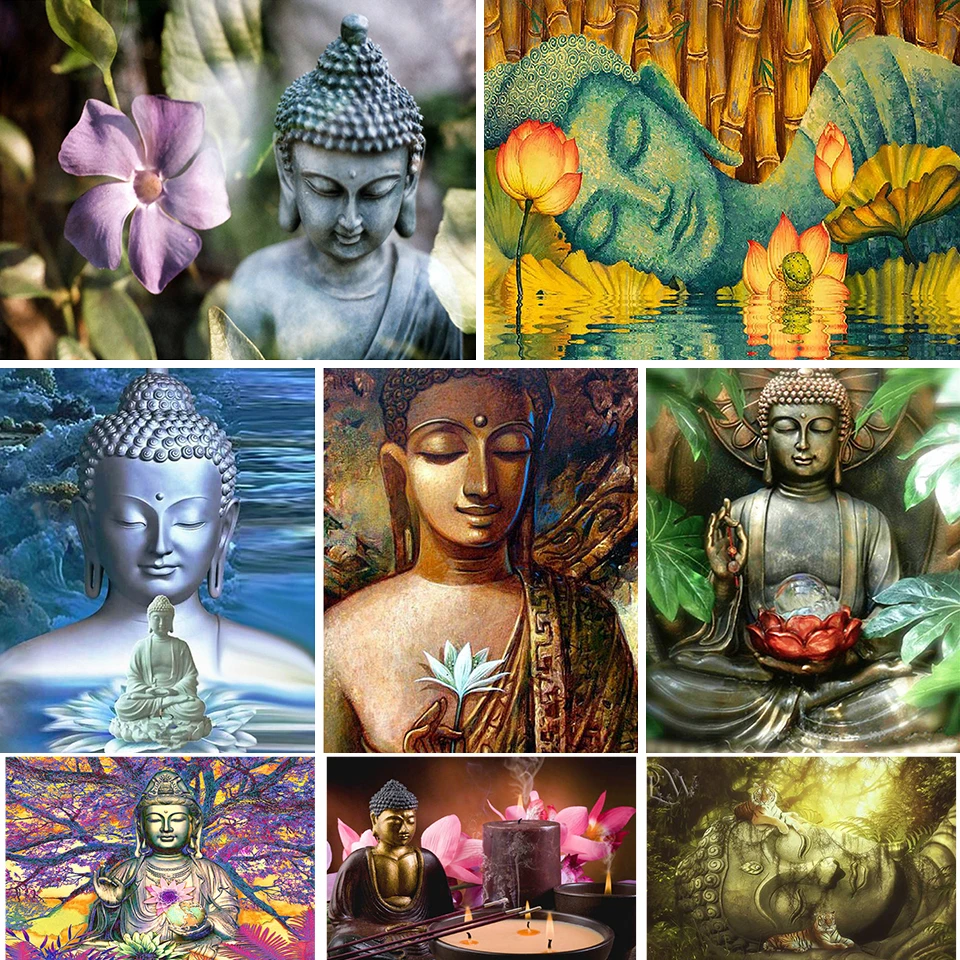 

5D DIY Diamond Painting Religious Buddha Cross Stitch Kit Full Drill Square Embroidery Mosaic Art Picture of Rhinestones Decor