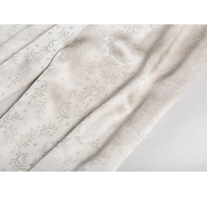 Gummi Silk Jacquard Retro Mulberry Silk Wide-leg Pants Cream White Color Wide Leg Pants Bright Silk Elegant Fashion Loose