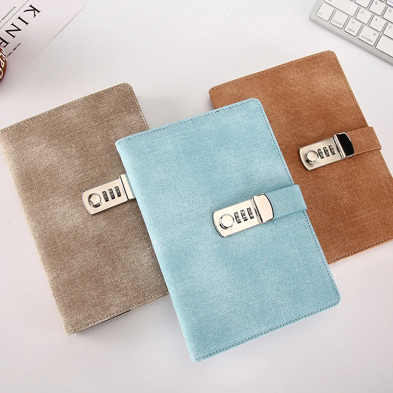 

A5 Cute With Lock Password Leather Notepad Agenda Weeks Planner Notebook School Stationery Travel Journal Note Books Gift