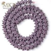6mm natural purple hematite stone rubber matte five pointed star shape beads space beads for jewelry making diy bracelet 15