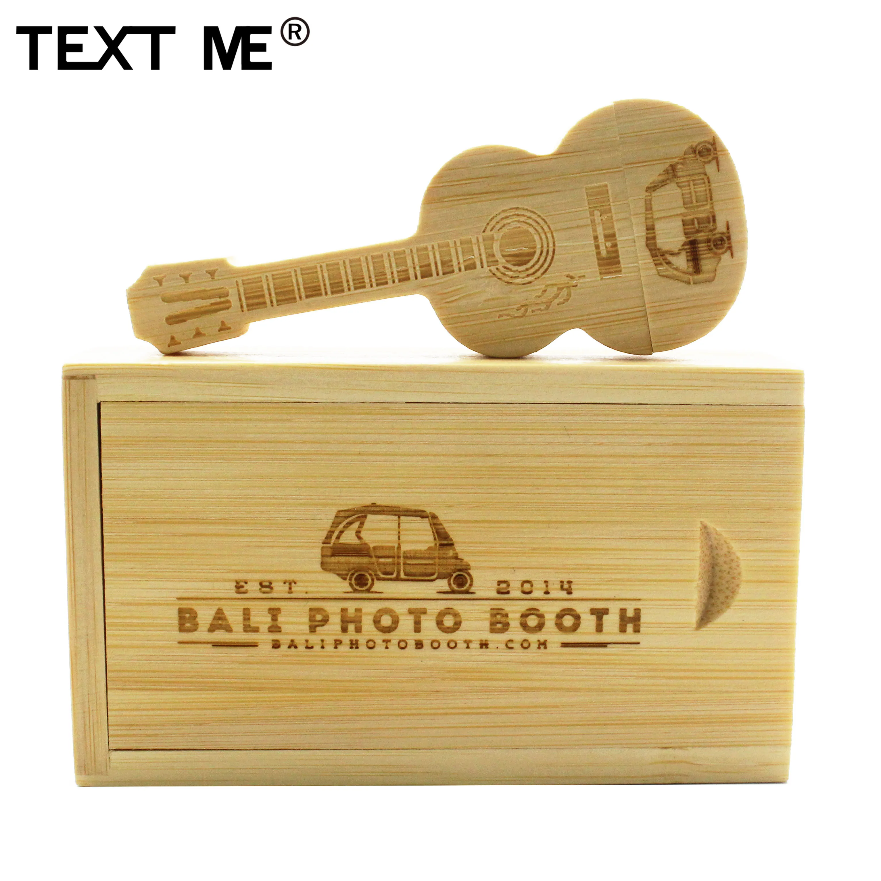 Флеш-накопитель usb с логотипом TEXT ME maple bamboo walnut guitar+ box, 4 ГБ, 8 ГБ, 16 ГБ, 32 ГБ, 64 ГБ, usb 2,0, подарок для фотосъемки