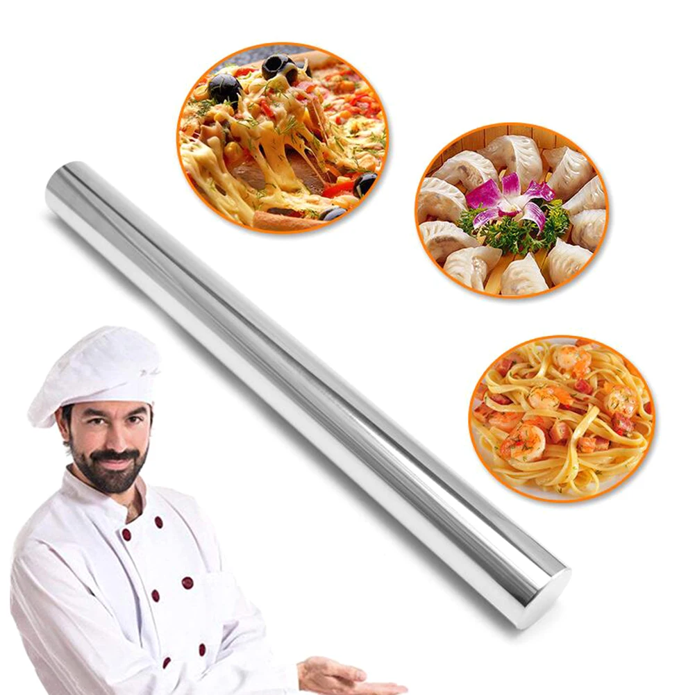 

Seamless Stainless Steel Rolling Pin Smooth Non-stick Surface, 15.7" for Dough, Cookie, Pastry, Pasta, Pizza, Dumpling