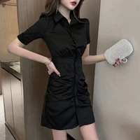 sexy hip short shirt skirt 2021 spring and autumn new korean temperament long sleeve dress womens wear vestido vfemage oodji