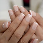 Натуральные Искусственные ногти, квадратные, обнаженные, повседневные, для французского офиса, Типсы для нейл-арта, короткие, полностью закрывающие твердые ногти Tip24