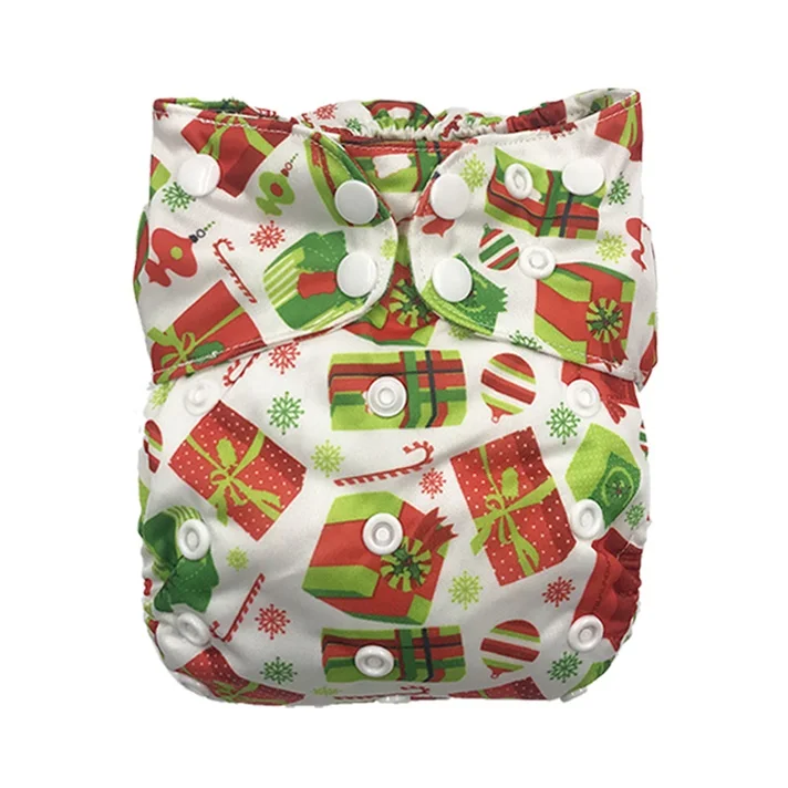 D17 Детские подгузники Pororo все в одном дышащие тканевые подгузники с 2 бамбуковыми Пеленка из фибры, цифровые многоразовые подгузники AIO - Цвет: D17