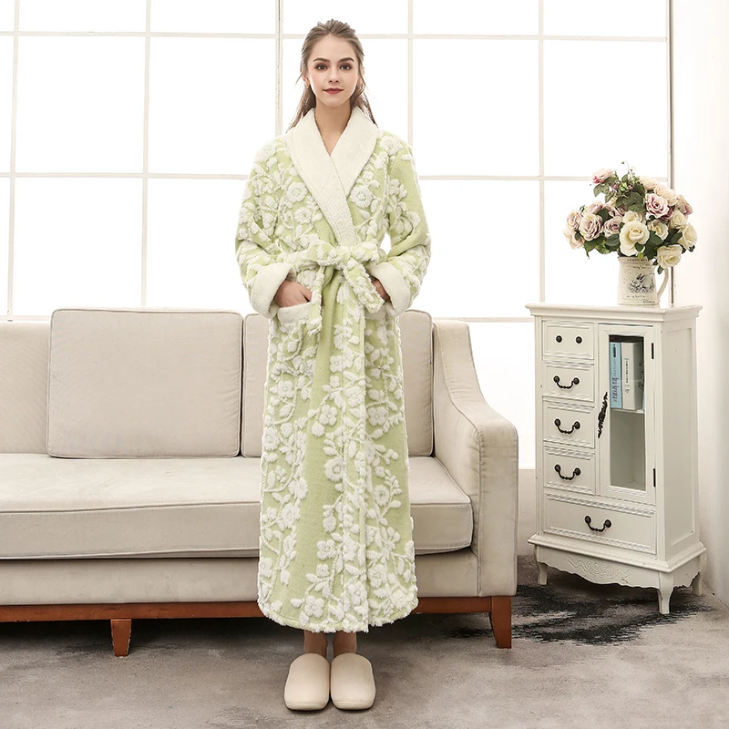 European and American craftsmanship jacquard double-layer thickened flannel pajamas for couples