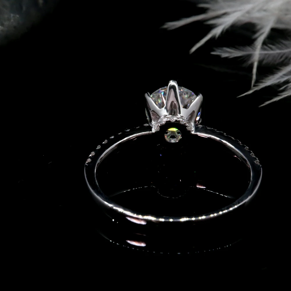 AEAW Лидер продаж круглый вырез 1.0ct moissanite кольцо 18 К Белое золото обручальные кольца для женщин