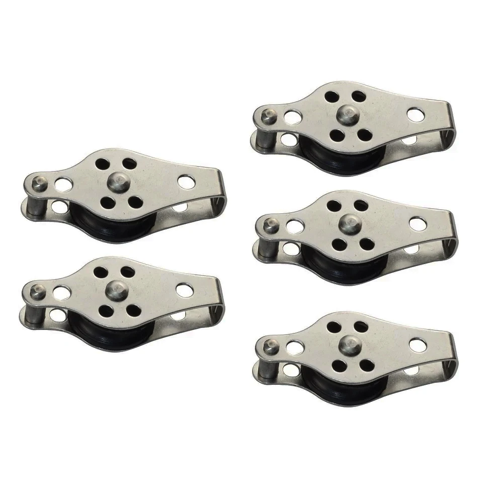 

5PCS Stainless Steel 316 Pulley 25mm Blocks Rope Pulley Nylon Sheave Single Lashing Eye For 2mm To 8mm Rope