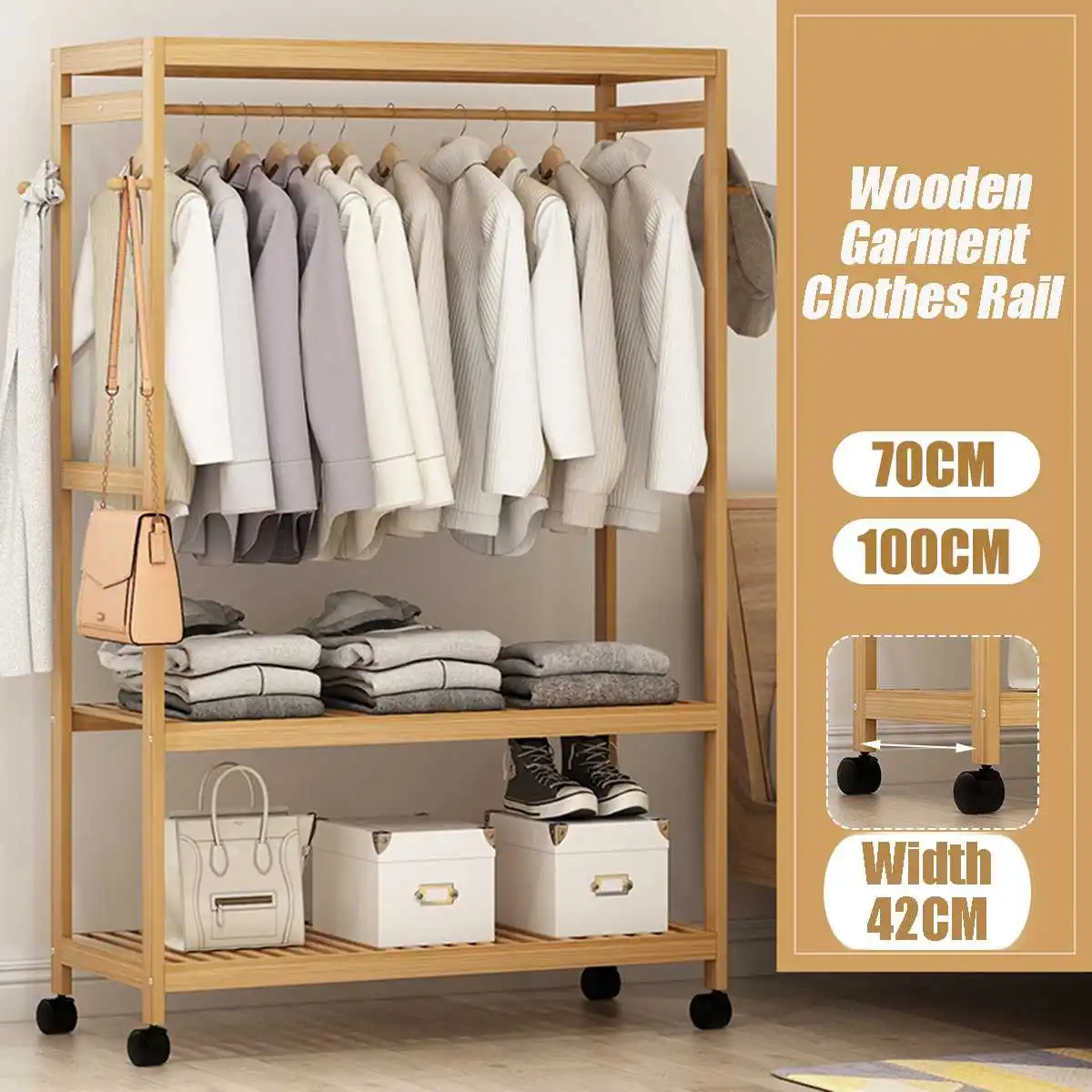 2 размера деревянная вешалка для одежды стеллаж обуви полка мебель с роликовыми