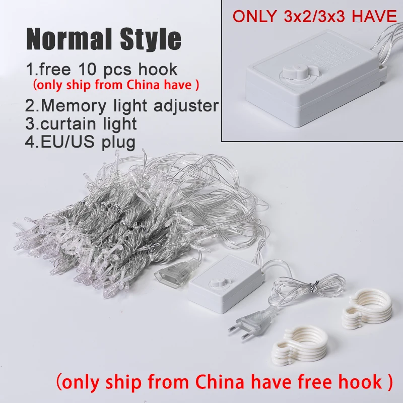 

3x1/3x2/3x3 LED Christmas Garland Fairy Lights String Lights For Curtains/Home/Bedroom Decoration Outdoor Light Holiday Lights