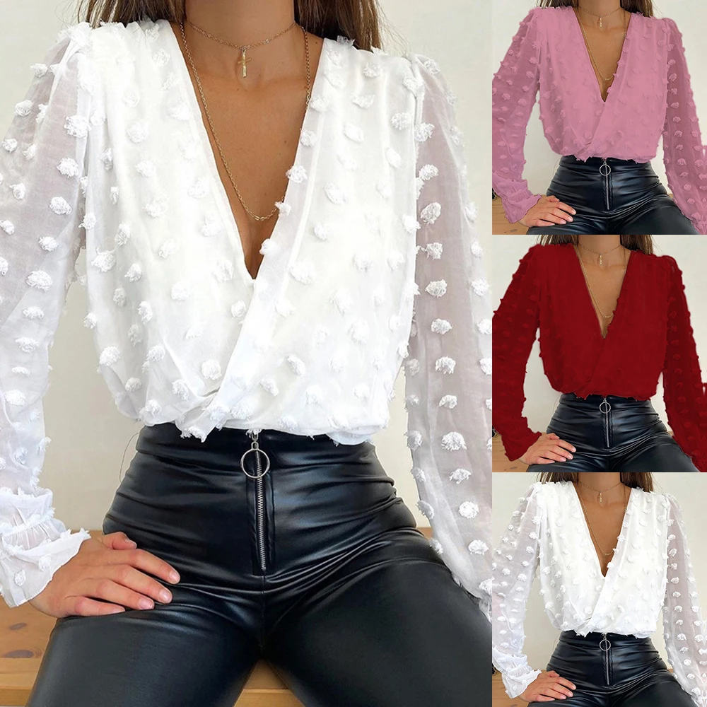 Распродажа Женский Топ с глубоким V образным вырезом белая жаккардовая Модная