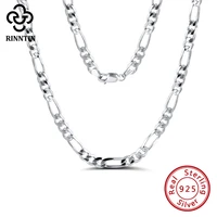 rinntin s925 silver 5 0mm diamond cut figaro long necklace women men cuban bracelet bangle thick chain 40 60cm fine jewelry sc34