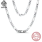 Rinntin S925 серебро 5,0 мм с алмазной огранкой Фигаро длинное ожерелье для мужчин и женщин в Кубинском стиле браслет толстая цепочка 40-60 см, хорошее ювелирное изделие, SC34