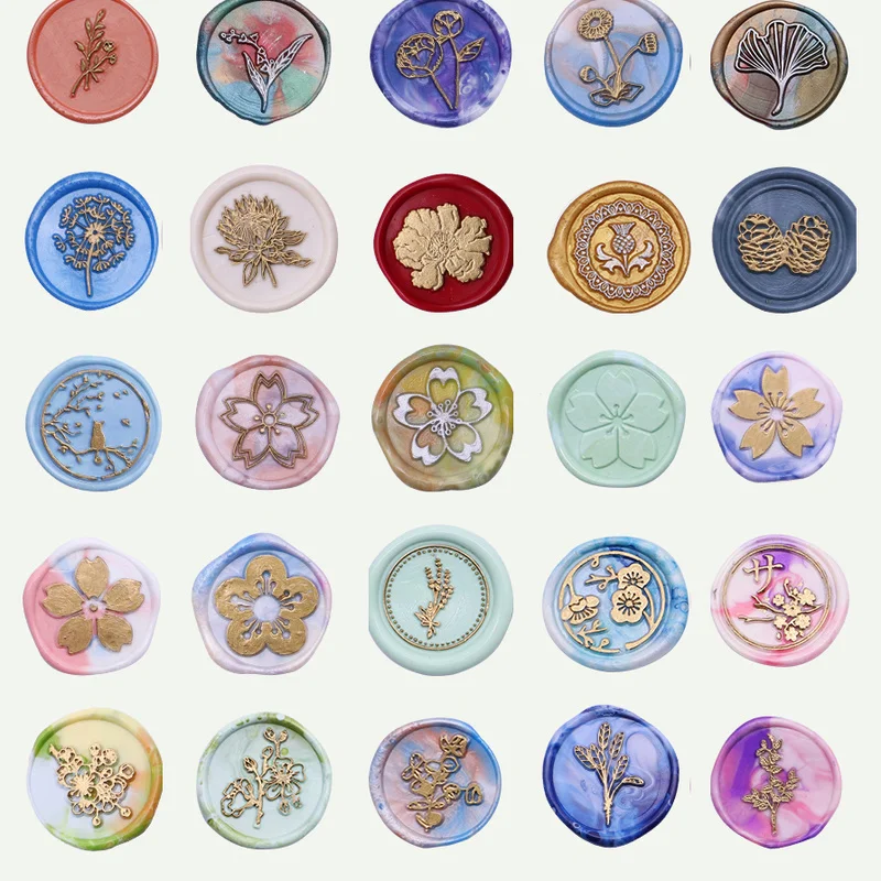 

Cherry Flower Pine Cones Stamp Head DIY Plant Flowers Heads Wax Seal Stamps Journal Package Wedding Gift Envelope Art Hobby Card