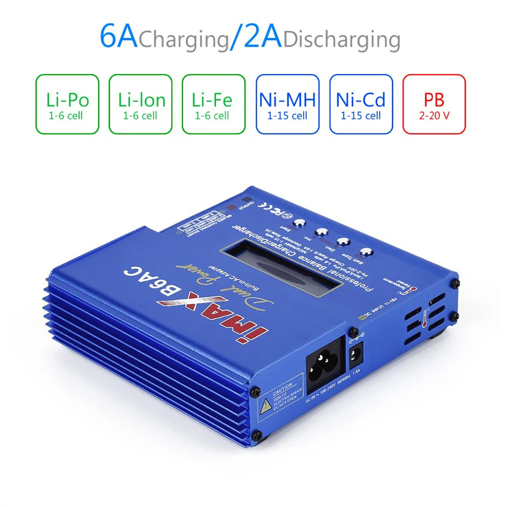 Зарядное устройство KEBIDU IMAX B6 AC 80 Вт B6AC Lipo NiMH зарядное с цифровым ЖК-экраном и