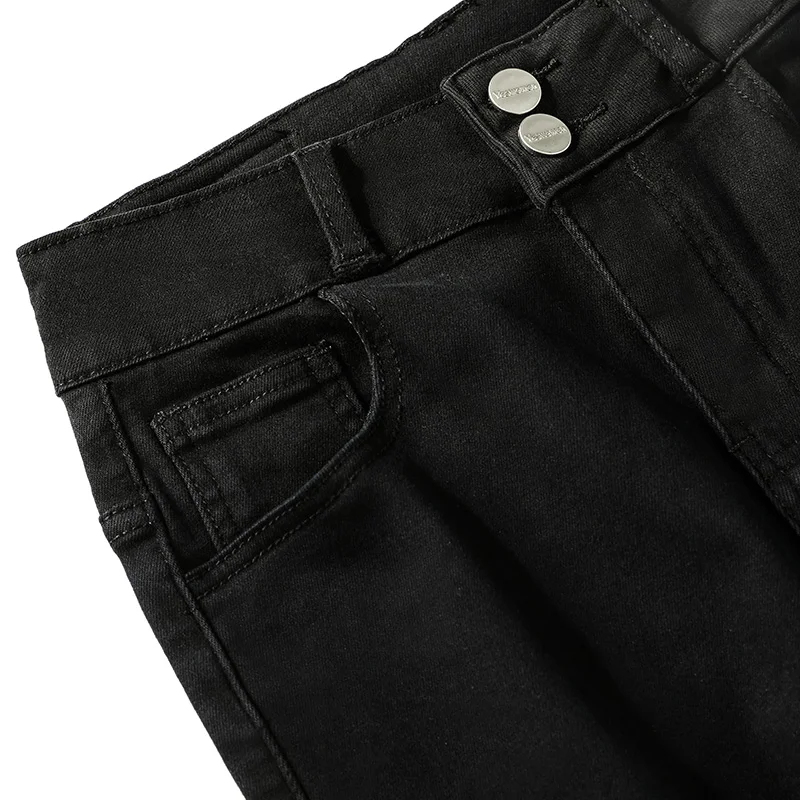 LEIJIJEANS новинка большие размеры женские черные джинсовые брюки с высокой талией
