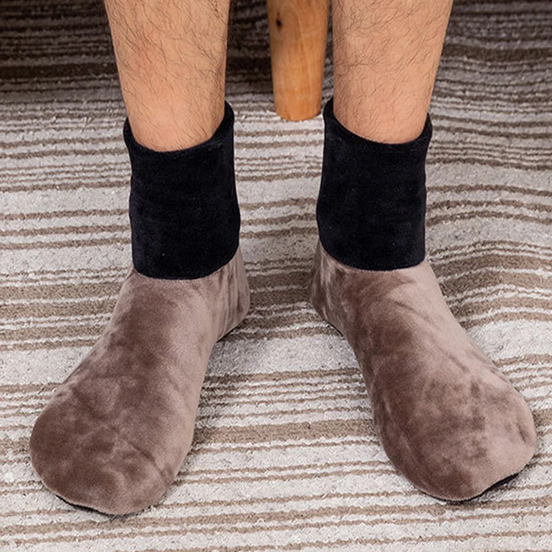Мягкие флисовые Носки Унисекс утепленные эластичные Нескользящие для зимы 1 пара