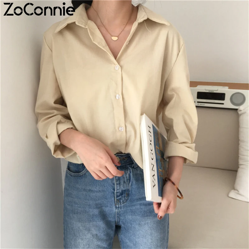 Женские рубашки весна 2020 новые повседневные свободные блузки топы с длинным