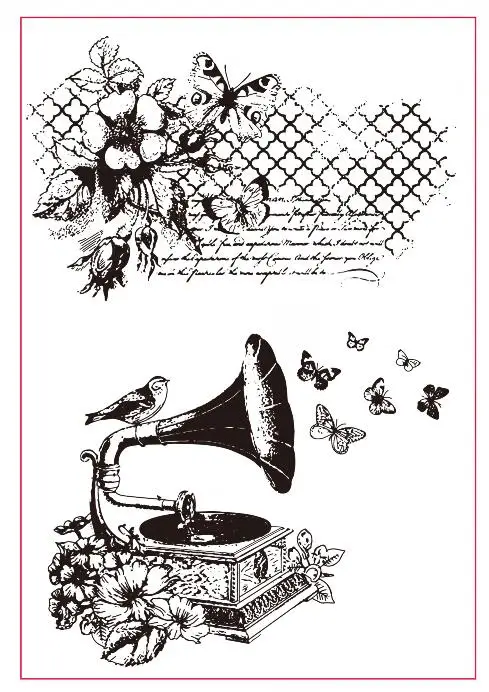 Фонограф прозрачный силиконовый штамп/печать для DIY скрапбукинга/фотоальбома