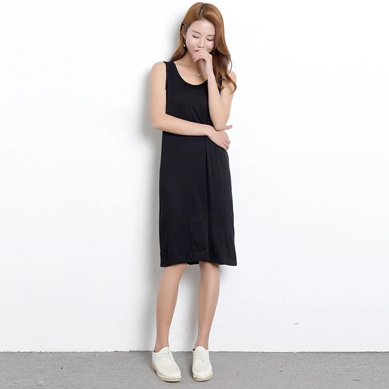 Sling Skirt Women's Nightgown 2021 Summer Vest Skirt 40s Modal Black Dress Nightdress Homewear Sleep Tops Sexy Nightwear